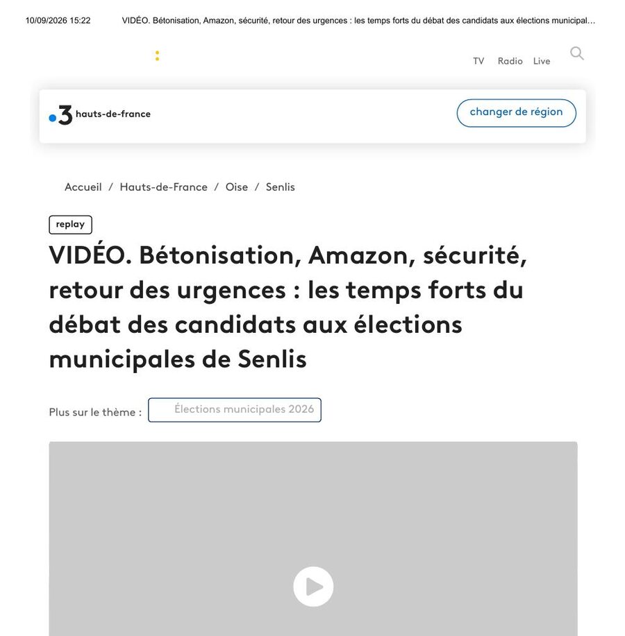 Capture de l’article France 3 Hauts-de-France
