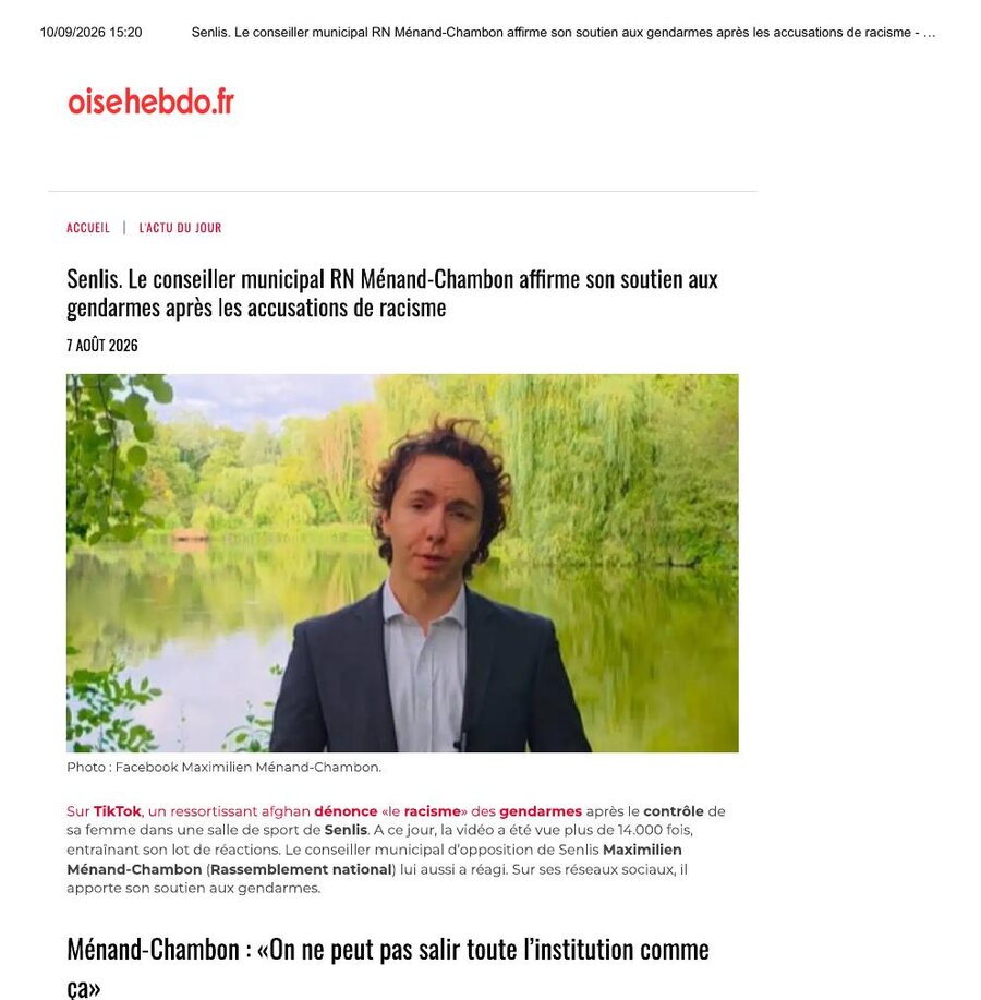 Capture de l’article Oise Hebdo du 7 août 2026