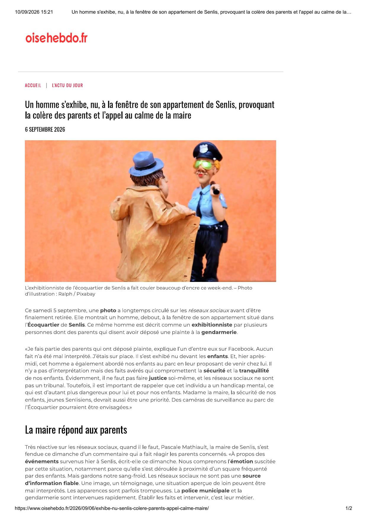 Capture de l’article Oise Hebdo du 6 septembre 2026